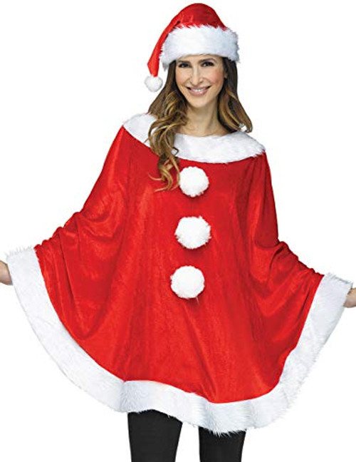 Fun World Women s Santa Poncho Adult Costume-Standard  Multi