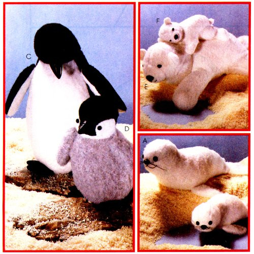McCall s 8509 Crafts Sewing Pattern Mother  and  Babies Seal Penguin Polar Bear