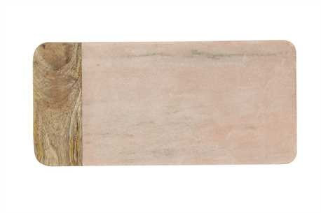 Creative Co-op DA6157 Pink Marble and Mango Wood Cheese Board, Large, Multicolor