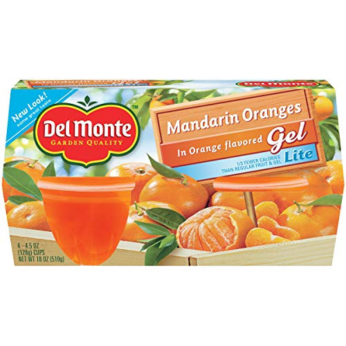 Del Monte Mandarin Oranges in Lite Orange Flavored Gel Plastic Fruit Cups  4.4-Ounce Cups