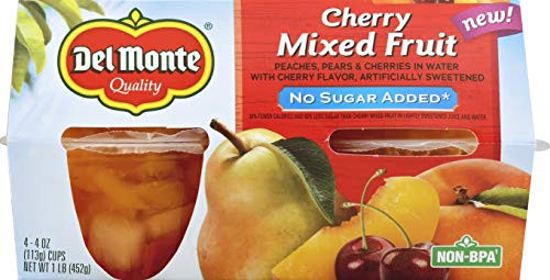 Del Monte  Mixed Fruit No Sugar Add Cherry  4 oz -pack of 4-