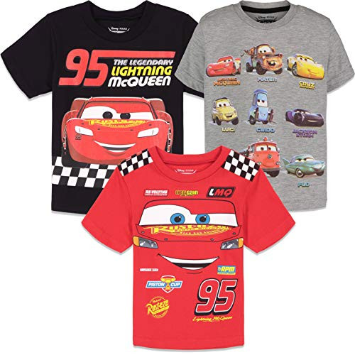 Disney Lightning McQueen Toddler Boys 3 Pack Short Sleeve T-Shirts Cars 4T Disney Lightning McQueen Toddler Boys 3 Pack Short Sleeve T-Shirts Cars 4T