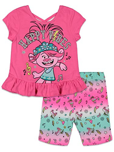 DreamWorks Trolls Poppy Little Girls T-Shirt Bike Shorts Set Pink 5
