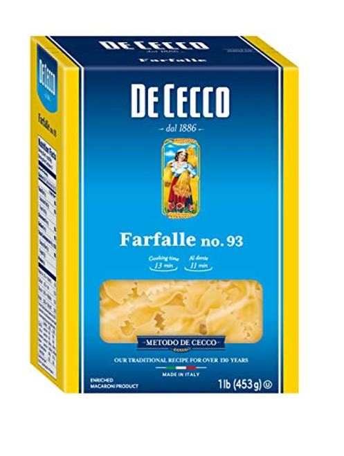 De Cecco Semolina Pasta Farfalle No.93 1 Pound -Pack of 6- De Cecco Semolina Pasta Farfalle No.93 1 Pound -Pack of 6-