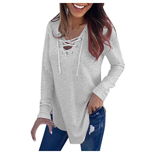 Blouses Shirts for Women Women s Round Neck Striped Color Block T-Shirt Long Sleeve Casual Loose Tunic Blouse and Tops Light Gray