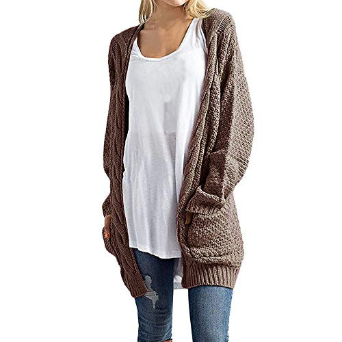 Gibobby Cardigan Sweaters for Women Lightweight Women s Open Front Long Sleeve Boho Boyfriend Knit Chunky Cardigan Sweater Coffee