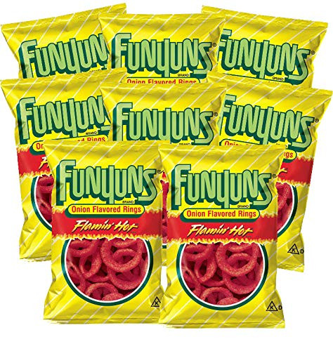 Funyuns Flamin  Hot Onion Flavored Rings  1.25 ounce bags -Pack of 8-