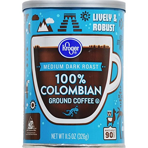 Kroger Medium Dark Roast Coffee - 100% Colombian Ground Coffee 11.5 oz (Pack of 2)