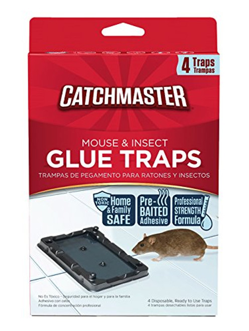 Catchmaster Mouse  and  Insect Professional Strength Glue Traps - Non Toxic - 4 Glue Trays