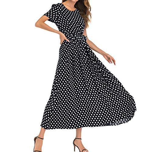 Vedolay Dress for Women Elegant Women s Short Sleeve Loose Plain Maxi Dresses Casual Long Dresses with Pockets Black