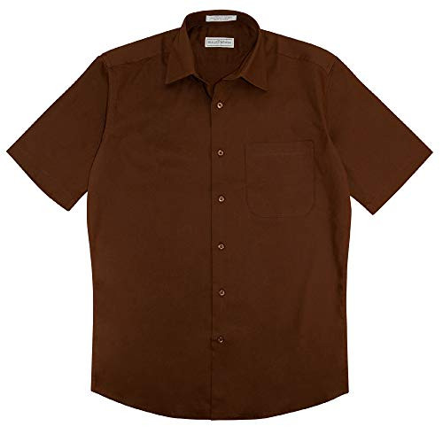 Biagio 100 percent  Cotton Men s Short Sleeve Solid Chocolate Brown Dress Shirt Size 2XL