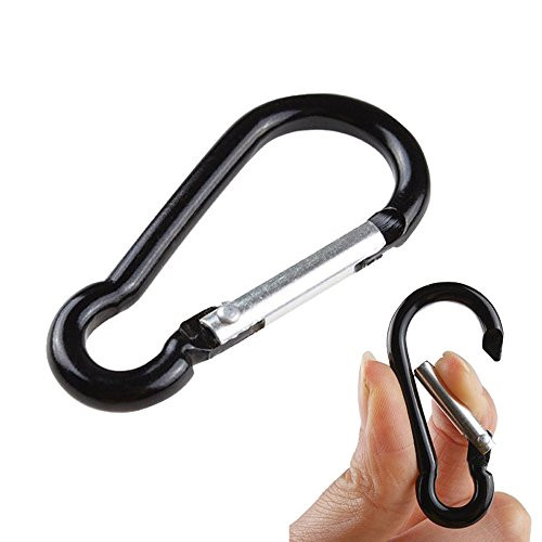 TuscomA Carabiner Clip Key Ring 2 inch Aluminum D Shape Ring Buckle Keychain Clip Durable Spring Snap Key Chain Clip Hook Screw Gare Buckle for Outdoor Camping Climbing Mini Locking Carabiner -Black-