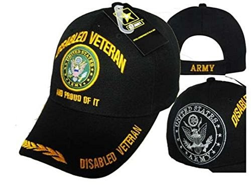 Flakitas Novelties U.S. US United States Army Disabled Vet Veteran Seal Crest Emblem Eggs Feathers Embroidered Cap Hat whit Shadow -TOPW-