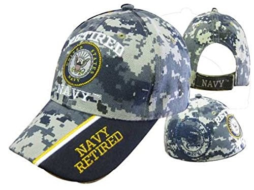 Flakitas Novelties Blue ACU U.S. US Navy USN Retired Naval Seal Crest Emblem Dark Blue Bill Embroidered Cap Hat Cover