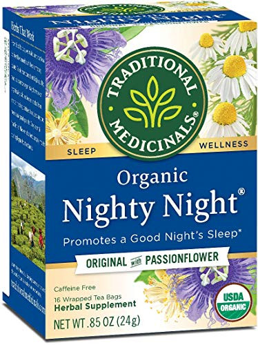 Traditional Medicinals Organic Fair Trade Certified Nighty Night Herbal Tea  16-Count Wrapped Tea Bags -Pack of 6- - Value Bulk Multi-pack-