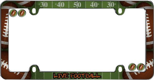 Cruiser Accessories 23303 Chrome  Live Football  License Plate Frame with Fastener Caps