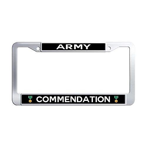 Army Commendation License Plate Frame Stainless Steel Auto License Tag Holder Army Commendation License Plate Frame Stainless Steel Auto License Tag Holder