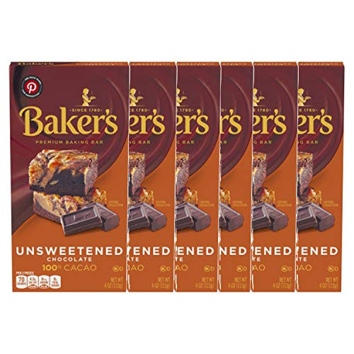 Baker s 100 percent  Cacao Unsweetened Baking Chocolate Bar -Pack of 6- 4 oz Bars
