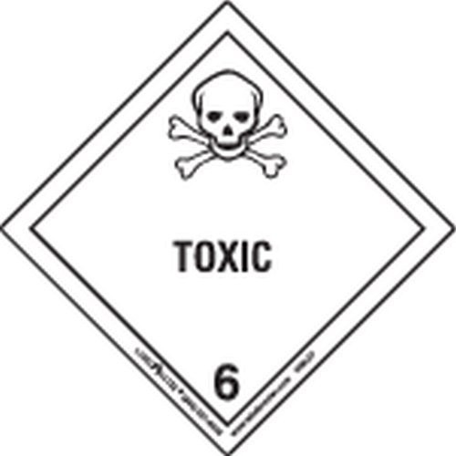 Labelmaster HML27 Toxic Worded Label, Paper, Hazmat, 4" x 4" (Pack of 500)