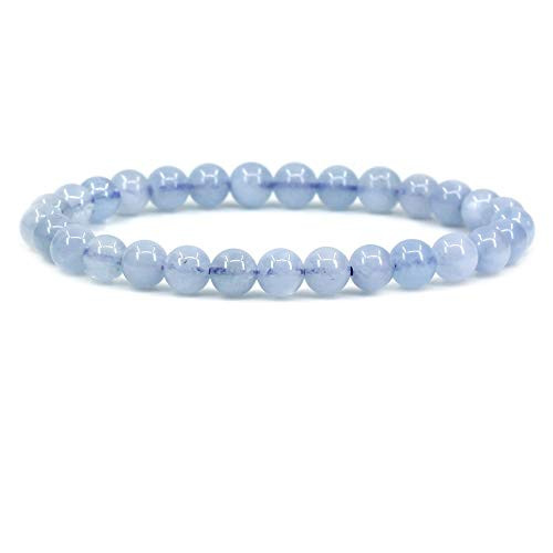 Natural A Grade Aquamarine 6mm Round Beads Stretch Bracelet 7 Inch