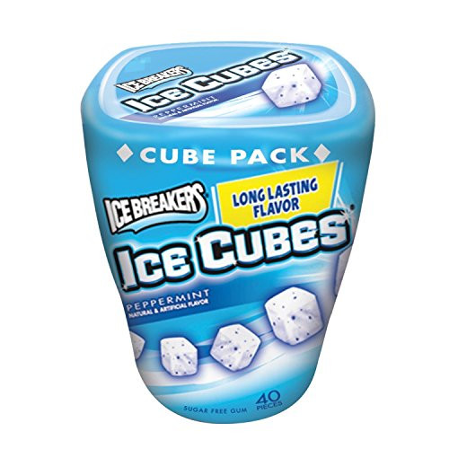 Ice Breakers Ice Cubes Sugar Free Gum  Peppermint  3.24-Ounce Containers -Pack of 6-