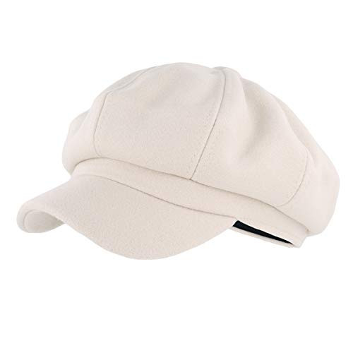 Gisdanchz 8 Panel Ivy Irish Cabbie Cap Cancar Visor Beret Ladies Winter Woman Wool Newsboy Hat Gatsby Apple Paperboy Cloche Painters Cabby Hats Beige