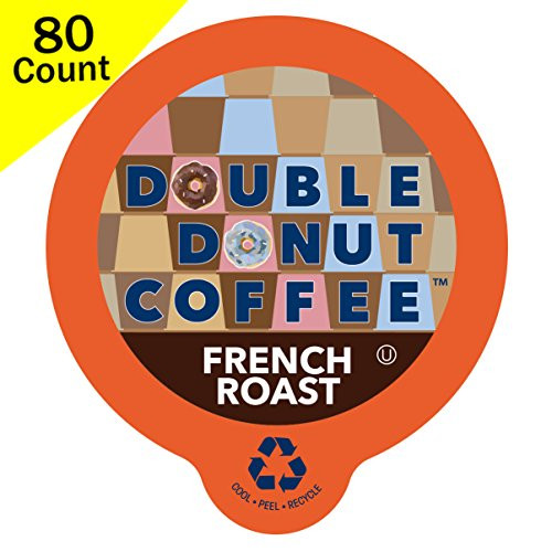 Double Donut Coffee, Recyclable Single Serve Cups for Keurig K Cup Brewer, 80 Count (French Roast)