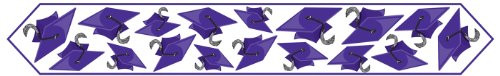 Printed Grad Cap Table Runner -purple- Party Accessory -1 count- -1 Pkg- -6 feet long-