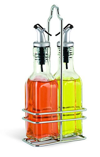 Cuisinox Oil and Vinegar Cruet Set with Caddy, Silver Cuisinox Oil and Vinegar Cruet Set with Caddy, Silver