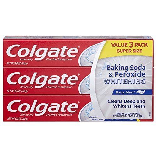 Colgate Baking Soda and Peroxide Whitening Toothpaste - 8 ounce -3 Pack-