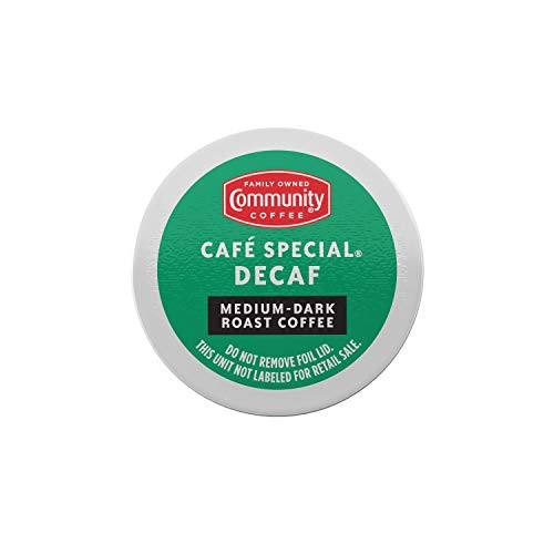 Community Coffee Cafe Special Decaf Medium Dark Roast Single Serve K-Cup Compatible Coffee Pods  Box of 24 Pods