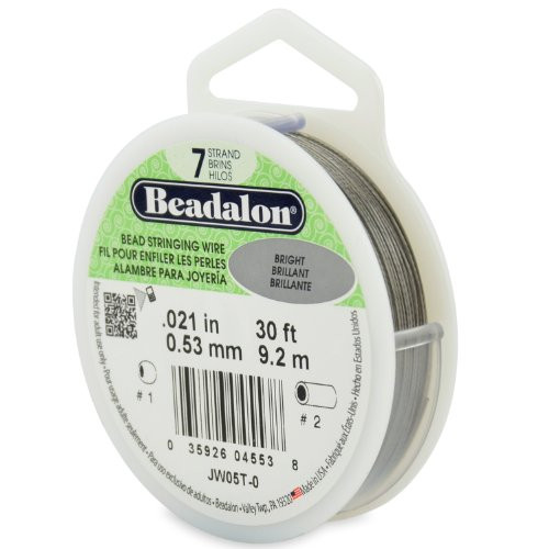 Beadalon 30-Feet 7-Strand Stainless Steel Bead Stringing Wire  0.021-Inch  Bright
