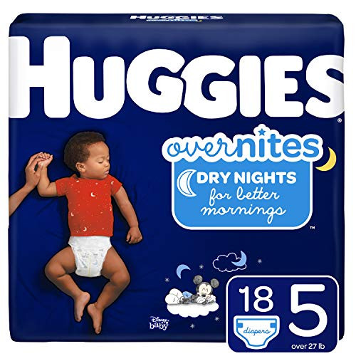 HUGGIES OverNites Diapers  Size 5 -27 Plus  lb.-  18 ct  Overnight Diapers  Jumbo Pack -Packaging May Vary-
