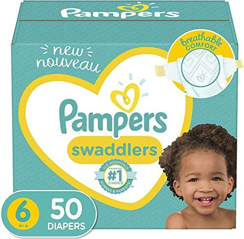 Diapers Size 6  Pampers Swaddlers Disposable Baby Diapers  Super Pack  50 Count