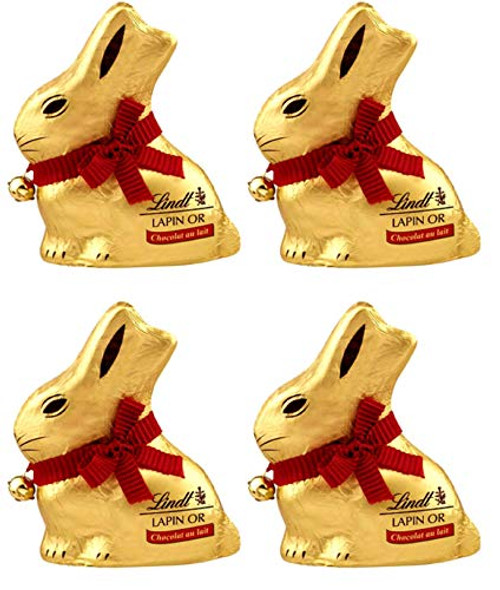 Lindt Milk Chocolate GOLD BUNNY  3.5 Ounce  100 g  Pack of 4