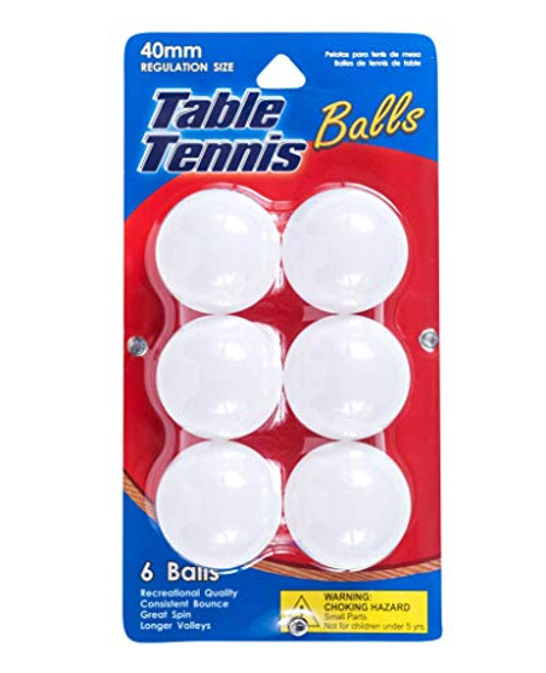 Jacent 40MM Regulation Size White Table Tennis Balls  6 Ping Pong Balls per Pack  1-Pack