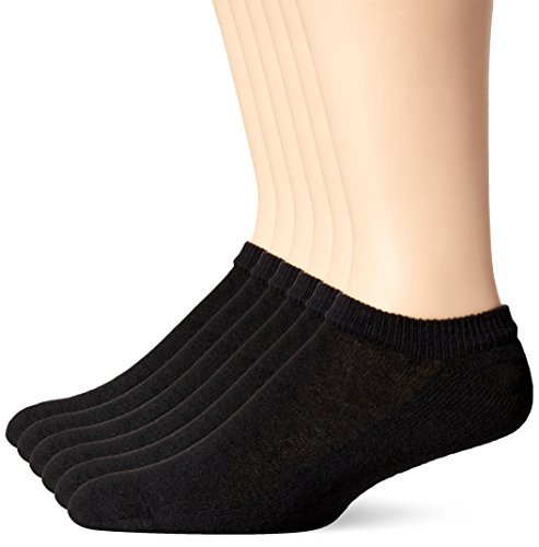 Hanes Men s FreshIQ ComfortBlend No Show Socks  Black  Sock Size  10-13 Shoe Size 9-11 -Pack of 6-