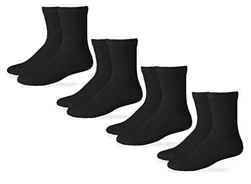 Carolina Ultimate Mens Non-Binding Diabetic Cotton Crew Socks 4 Pair Pack -Shoe Size  9-13   Sock Size  10-13  Black-