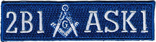 Mason Symbol 2B1 ASK1 Iron-On Patch -Blue - 3.5 inch x 0.875 inch-