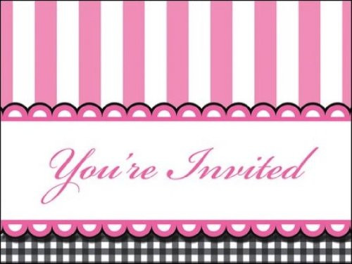 8-Count Party Invitations  Sweet Baby Feet Pink