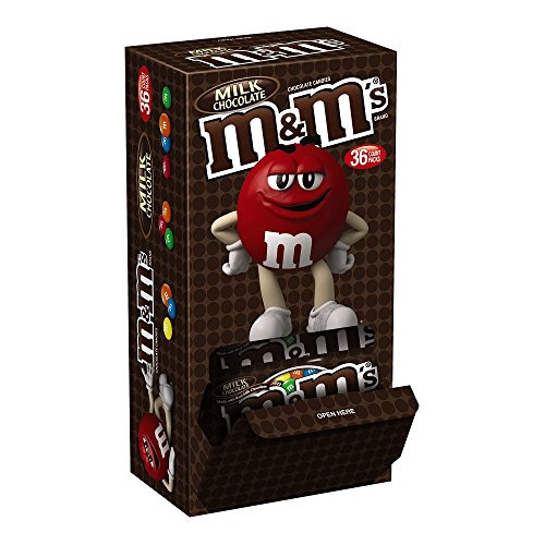 M and M S Milk Chocolate Candy Singles Size 1.69-Ounce Pouch 36-Count Box