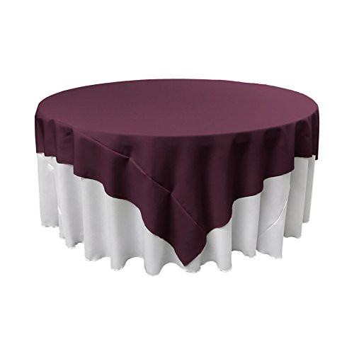 LA Linen Tablcloth Polyester Poplin Square Tablecloth, 90-Inch, Eggplant