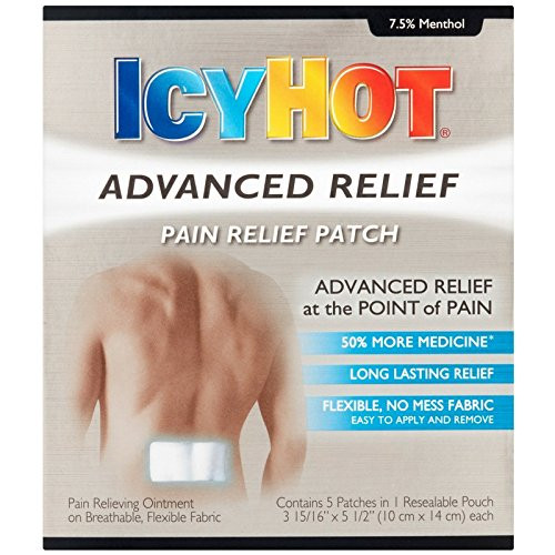 ICY HOT Advanced Pain Relief Patch 5 ea -Pack of 2-