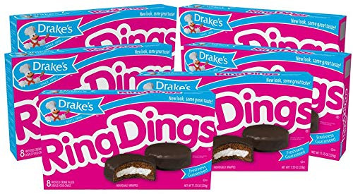 Drake s Ring Dings  48 Individually Wrapped Ring-Shaped Devils Food Cakes -Pack of 6-