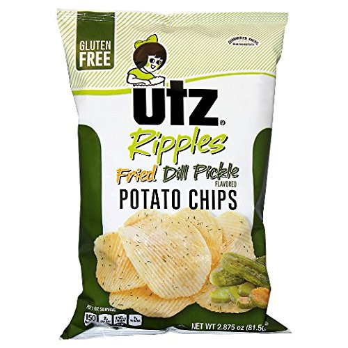 UTZ Potato Chips Ripples Fried Dill Pickle 2.875 oz Bags -Pack of 4- UTZ Potato Chips Ripples Fried Dill Pickle 2.875 oz Bags -Pack of 4-