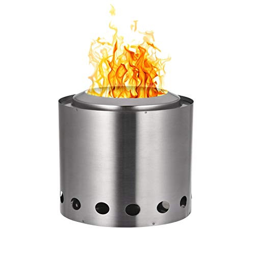 Doefo Smokeless Fire Pit Stainless Steel Bonfire  Wood Burning Firepit for Outdoor Campfire  Backyard  No Gas Or Propane Required
