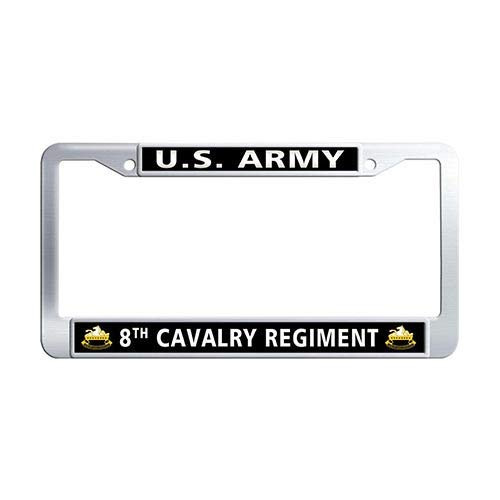 US Army 8th Cavalry Regiment License Plate Frame Stainless Steel Car Auto Tag Frame