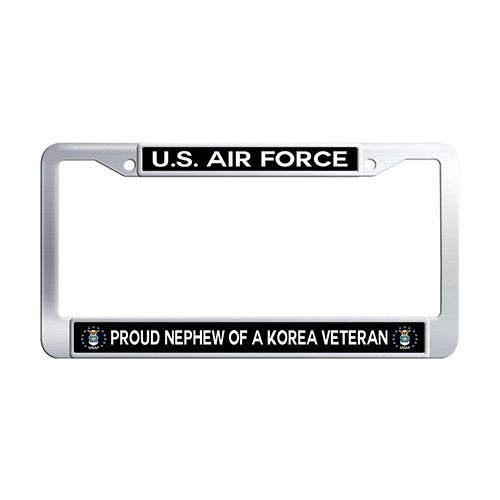 US Air Force Proud Nephew of a Korea Veteran License Plate Frame Stainless Steel License Plate Frame Holder