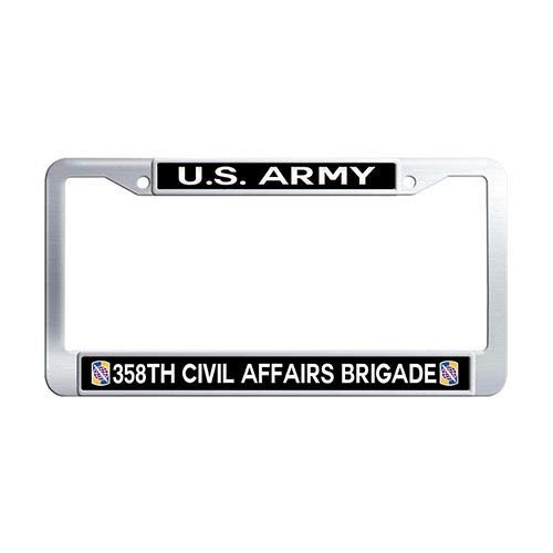 US Army 358th Civil Affairs Brigade License Plate Frame Holder Stainless Steel Car License Plate Frame Holder