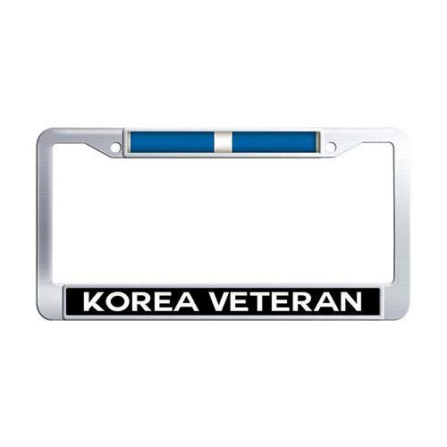Framespolishisf Korea Veteran Ribbon Auto License Tag Holder Stainless Steel US Military Car Tag Frame
